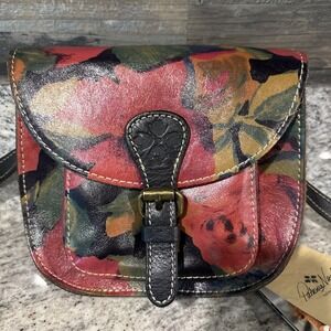 Patricia Nash Argos Crossbody Mid Summer Floral Leather Purse Italian Authentic